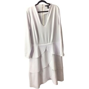 Ashley Stewart White Layered Long Sleeve Dress